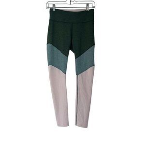 Outdoor Voices Spring Tri-Color Green 7/8 Stretch Activewear Leggings Small S